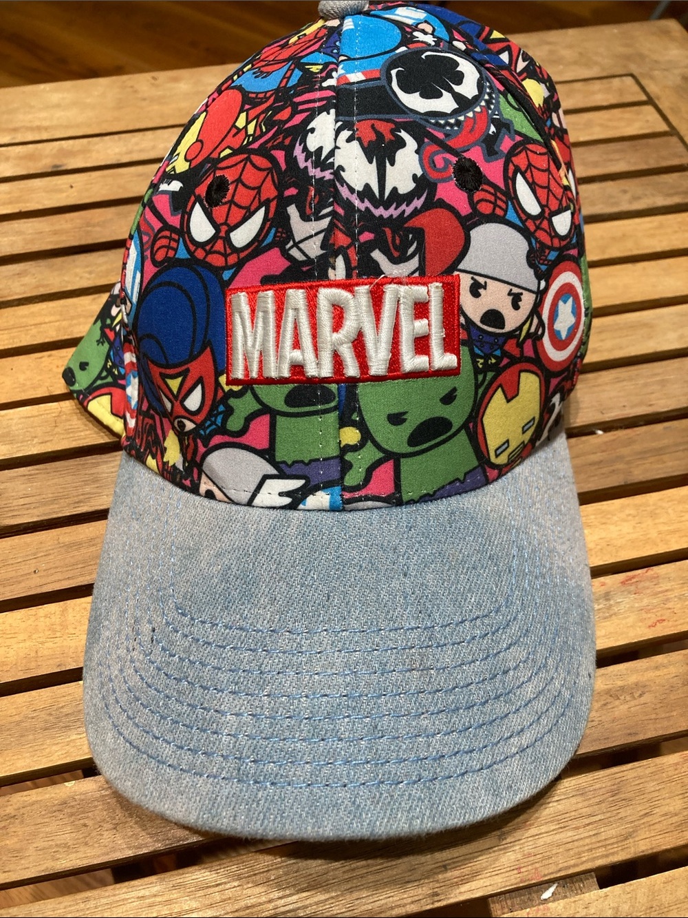 MARVEL Hat Cap Multi-Color Character Kawaii Comic Print Denim adjustable back